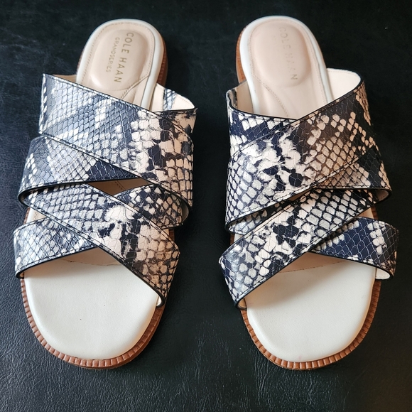 Cole Haan Winona Snakeskin-Print Leather Slide Sandals - Picture 4 of 9